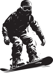 Slope Shredder Graphic Design with Snowboarding Man Icon Blizzard Daredevil Snowboarding Man Logo Graphic