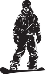 Summit Swoosh Snowboarding Man Icon Design Avalanche Ace Vector Logo with Snowboarding Man Graphic
