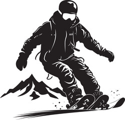 Slope Shredder Graphic Design with Snowboarding Man Icon Blizzard Daredevil Snowboarding Man Logo Graphic