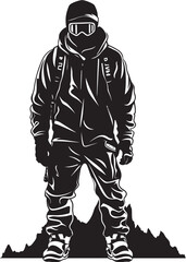 Summit Swoosh Snowboarding Man Icon Design Avalanche Ace Vector Logo with Snowboarding Man Graphic