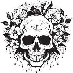 Petal Perfection Graphic Logo with Flower Skull in Bold Lines Botanic Beauty Flower Skull Icon Design with Thick Lines