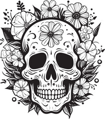Petal Perfection Graphic Logo with Flower Skull in Bold Lines Botanic Beauty Flower Skull Icon Design with Thick Lines
