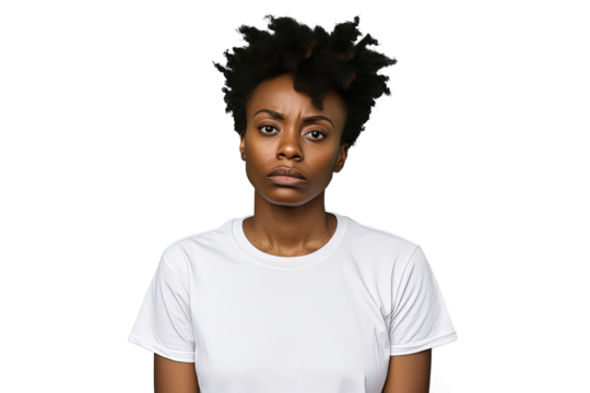 Close up of a worried african woman.