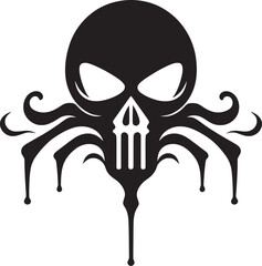 Chemical Contour Graphic Design with Toxic Skull Icon Virulent Visage Toxic Skull Vector Logo