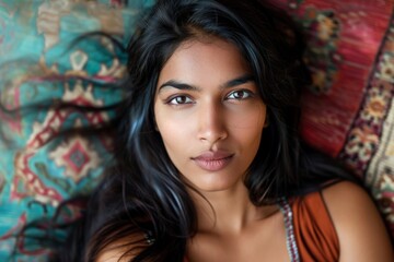 Obraz na płótnie Canvas Attractive Indian female model portrayed in a portrait