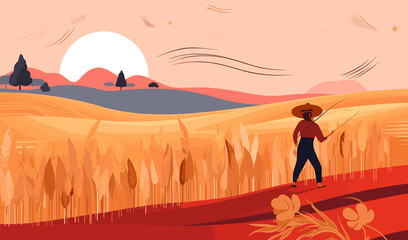 harvesting crops vector flat minimalistic isolated illustration