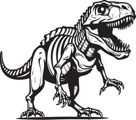 Jurassic Jewel T Rex Skeleton Graphic Design Mesozoic Mark Tyrannosaurus Skeleton Emblem