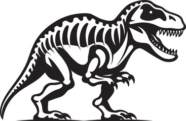 Dino Dynasty Tyrannosaurus Graphic Emblem Primeval Powerhouse T Rex Skeleton Icon Design