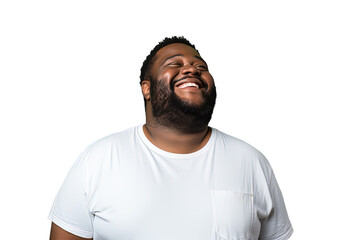 Close up of a happy fat african man