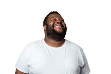 Close up of a happy fat african man