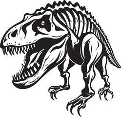 Prehistoric Power Graphic Icon of Tyrannosaurus Skeleton Dinosaur Dynasty Vector Logo featuring T Rex Skeleton