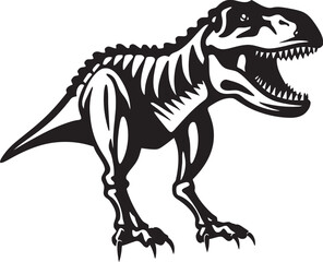 Fossilized Tyrant Dino Skeleton Vector Logo Design Prehistoric Power Graphic Icon of Tyrannosaurus Skeleton