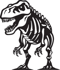 Fossilized Tyrant T Rex Skeleton Icon Design Prehistoric Powerhouse Tyrannosaurus Logo