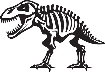 Tyranno Traces Dino Skeleton Vector Logo Fossilized Tyrant T Rex Skeleton Icon Design