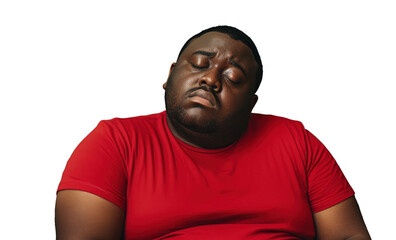 Close up of a worried fat african man