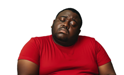 Close up of a worried fat african man