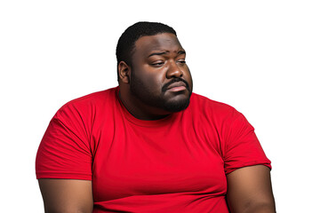 Close up of a worried fat african man