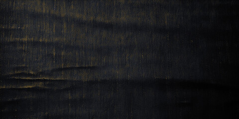 Wide surface of black gold fabric denim grunge texture. For wallpaper, banner, background design images. Blank copy space Close-up - obrazy, fototapety, plakaty