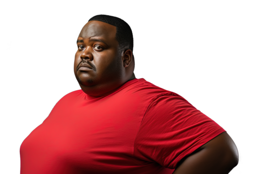 Close up of a worried fat african man