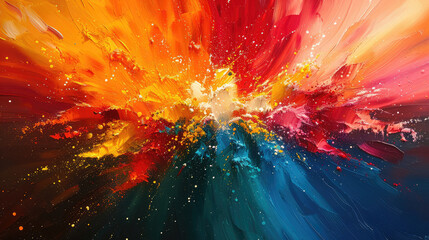 Abstract oil painting background, different brush strokes, mix of the colors, creating effect of...