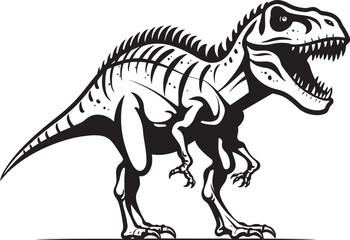 Jurassic Relic Vector Icon of Tyrannosaurus Skeleton Mesozoic Mark Graphic Design with T Rex Skeleton Icon