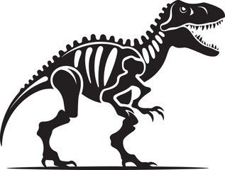 Jurassic Jaws T Rex Skeleton Emblem Design Fossilized Fury Dino Skeleton Vector Icon