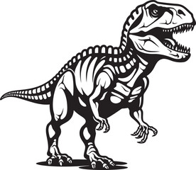 Fototapeta premium Tyrants Trophy Tyrannosaurus Skeleton Vector Logo Dino Dominion Iconic Design of T Rex Skeleton