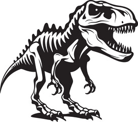 Dinosaur Dynasty Vector Logo featuring T Rex Skeleton Ancient Apex Tyrannosaurus Skeleton Icon Design