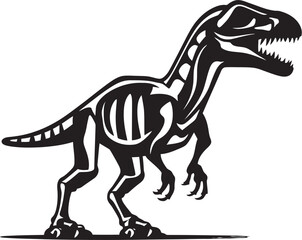Mesozoic Mark Graphic Design with T Rex Skeleton Icon Tyrants Trophy Tyrannosaurus Skeleton Vector Logo
