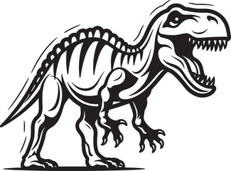 Rex Resurgence T Rex Skeleton Logo Design Icon Jurassic Relic Vector Icon of Tyrannosaurus Skeleton