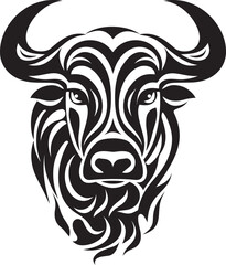 Island Impression Tahitian Bull Vector Symbol Tribal Tropics Bull Graphic Emblem in Tahiti Style