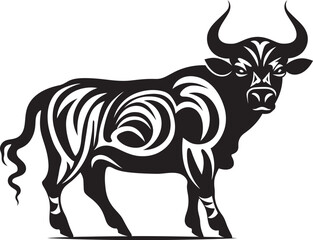 Pacific Prowess Bull Vector Emblem in Tahiti Style Island Influence Tahiti Style Bull Logo Design