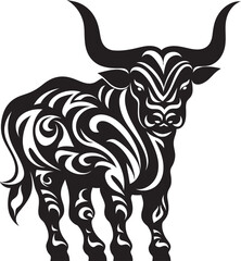 Tribal Toro Tahiti Inspired Bull Graphic Icon Pacific Prowess Bull Vector Emblem in Tahiti Style