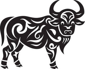 Tiki Bull Tahitian Style Vector Logo Tribal Toro Tahiti Inspired Bull Graphic Icon
