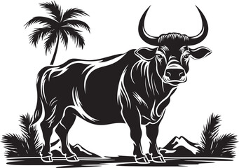 Pacific Paradise Bull Logo in Tahiti Theme Tiki Traditions Tahitian Bull Vector Graphic