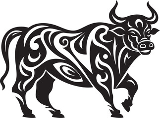 Tribal Toro Tahiti Inspired Bull Graphic Icon Pacific Prowess Bull Vector Emblem in Tahiti Style