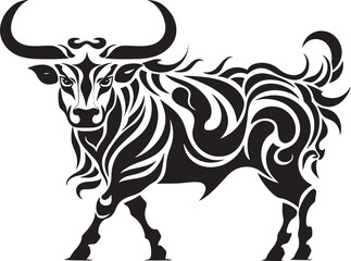 Tribal Tribute Vector Bull Logo in Tahitian Style Pacific Pulse Tahiti Bull Graphic Emblem