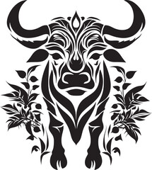 Tribal Tribute Vector Bull Logo in Tahitian Style Pacific Pulse Tahiti Bull Graphic Emblem