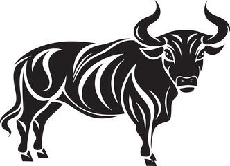 Pacific Prowess Bull Vector Emblem in Tahiti Style Island Influence Tahiti Style Bull Logo Design