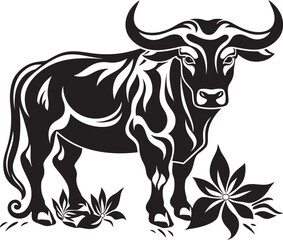 Tribal Treasure Tahitian Bull Vector Design Pacific Paradise Bull Logo in Tahiti Theme