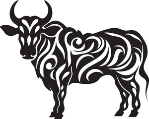 Tiki Bull Tahitian Style Vector Logo Tribal Toro Tahiti Inspired Bull Graphic Icon