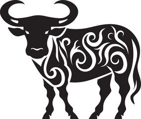 Pacific Pulse Tahiti Bull Graphic Emblem Tropical Taurus Bull Vector Design Inspired by Tahiti