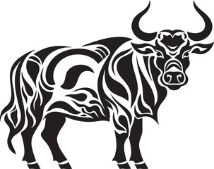 Tribal Tribute Vector Bull Logo in Tahitian Style Pacific Pulse Tahiti Bull Graphic Emblem
