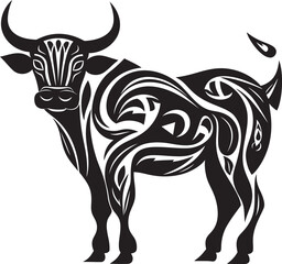 Island Bull Tahitian Inspired Vector Logo Design Pacific Bovine Tahiti Style Bull Icon