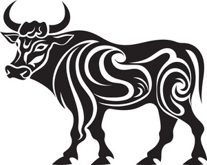 Tropical Taurus Bull Vector Design Inspired by Tahiti Tiki Bull Tahitian Style Vector Logo