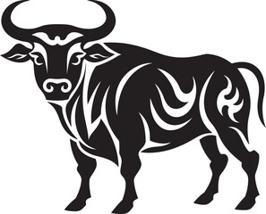 Tribal Toro Tahiti Inspired Bull Graphic Icon Tiki Taurus Tahitian Bull Vector Emblem