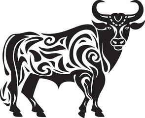 Pacifica Prowess Vector Bull Design with Tahiti Influence Tropical Taurus Tahiti Style Bull Logo Icon