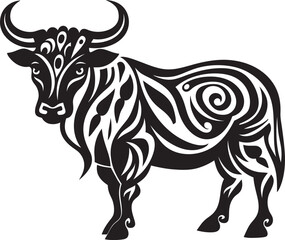 Tiki Bull Tahitian Style Vector Logo Tribal Toro Tahiti Inspired Bull Graphic Icon