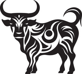 Tropical Taurus Tahiti Style Bull Logo Icon Island Impression Tahitian Bull Vector Symbol