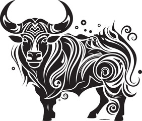 Tiki Taurus Tahitian Bull Vector Emblem Tribal Tempest Bull Logo in Tahiti Style